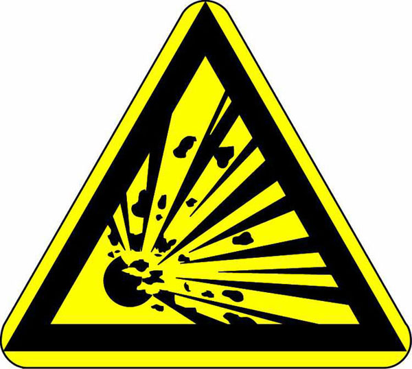 Warnschild: Explosionsgefährliche Stoffe