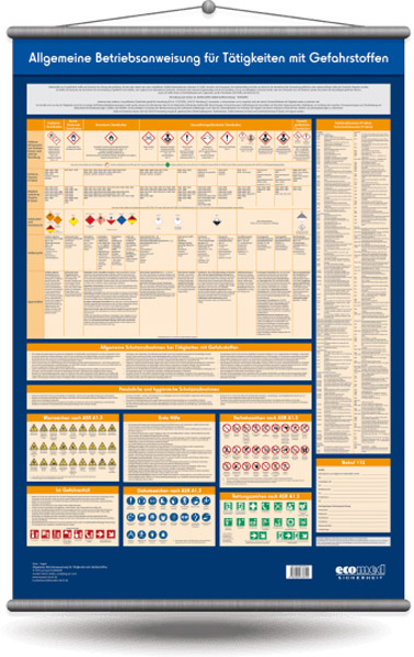 Wandtafel: Allgemeine Betriebsanweisung für Tätigkeiten mit Gefahrstoffen