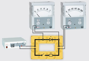 Kennlinie einer Si-Diode - Aufbau mit Leiterbausteinen