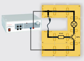 Arbeitsweise eines Transistors - Aufbau mit Leiterbausteinen