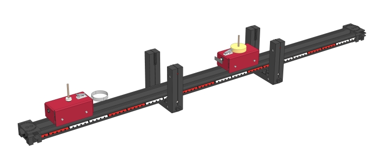 Elastischer Stoß zwischen fahrenden und ruhenden Wagen (m1<m2) - Digital