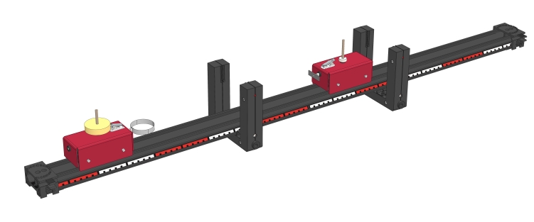 Elastischer Stoß zwischen fahrenden und ruhenden Wagen (m1>m2) - Digital