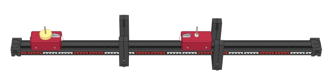 Unelastischer Stoß zwischen fahrenden und ruhenden Wagen (m1>m2) - Digital