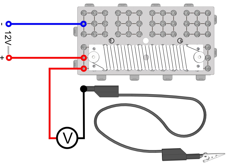 Spannungsverteilung an einem stromdurchflossenen Draht (Potentiometer)