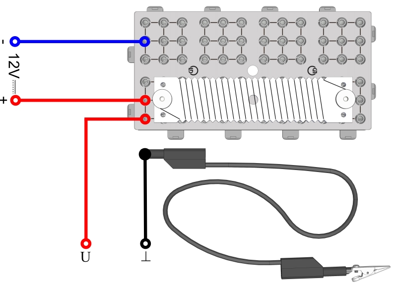 Spannungsverteilung an einem stromdurchflossenen Draht (Potentiometer) - Digital